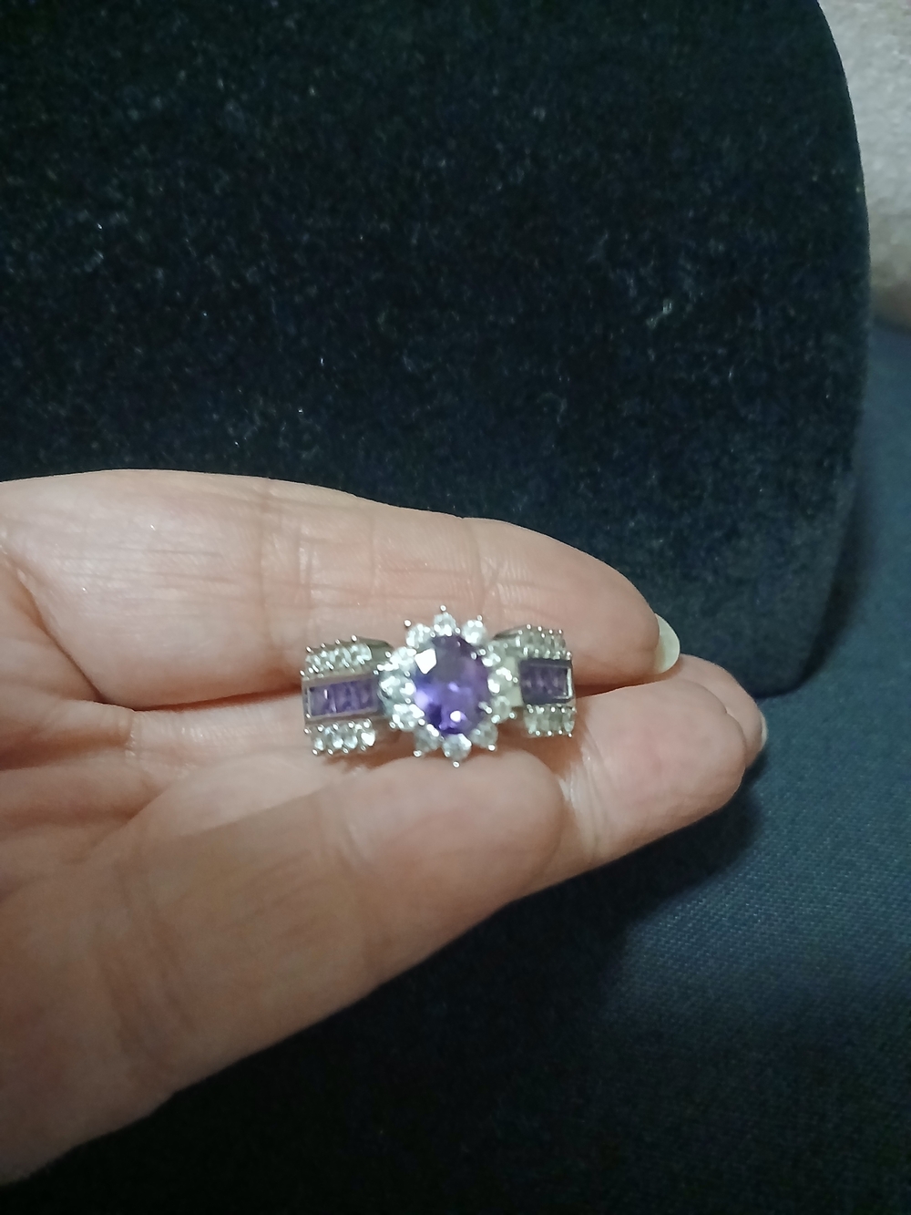 Sterling Silver Purple Amethyst Halo Ring